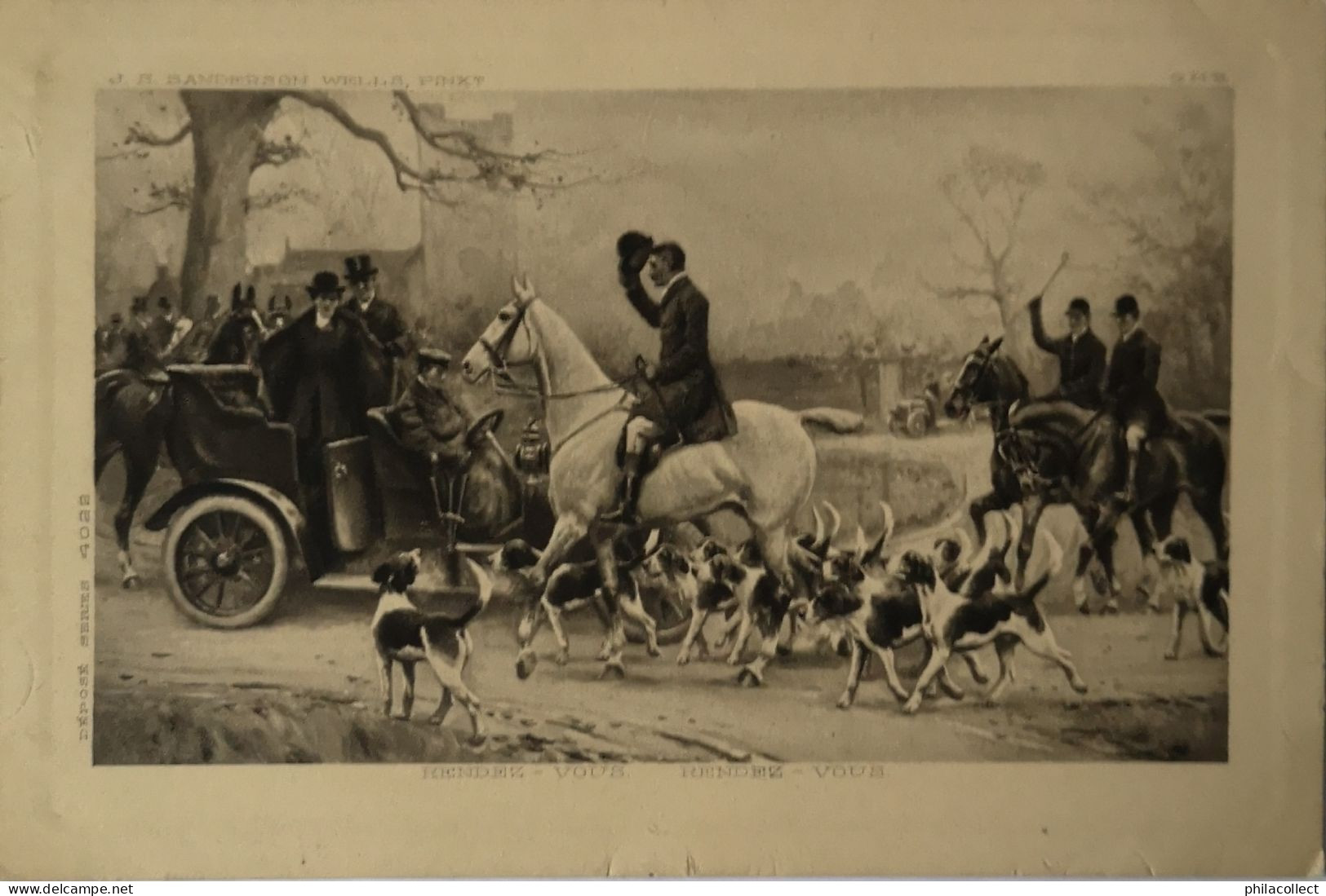 Horses - Hunt - Automobile // Pinx. J. S. Sanderson Wells Rendez Vous  19?? - Paardensport