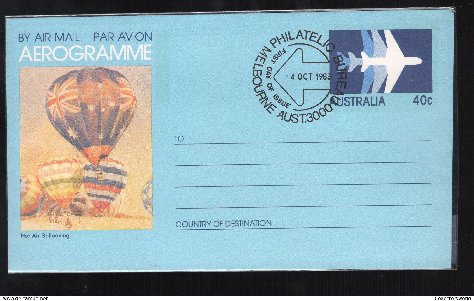 Australia Aerogramme Hot Air Ballooning FDC 1983 40c - Aérogrammes