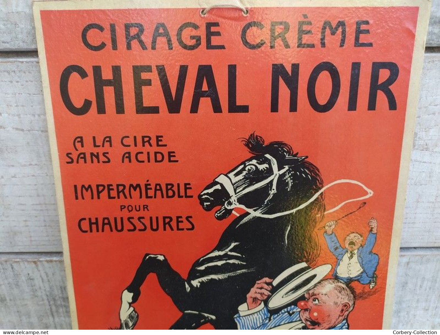 Ancien Carton Publicitaire Cirage Crême Cheval Noir Début XXème - Plaques En Carton