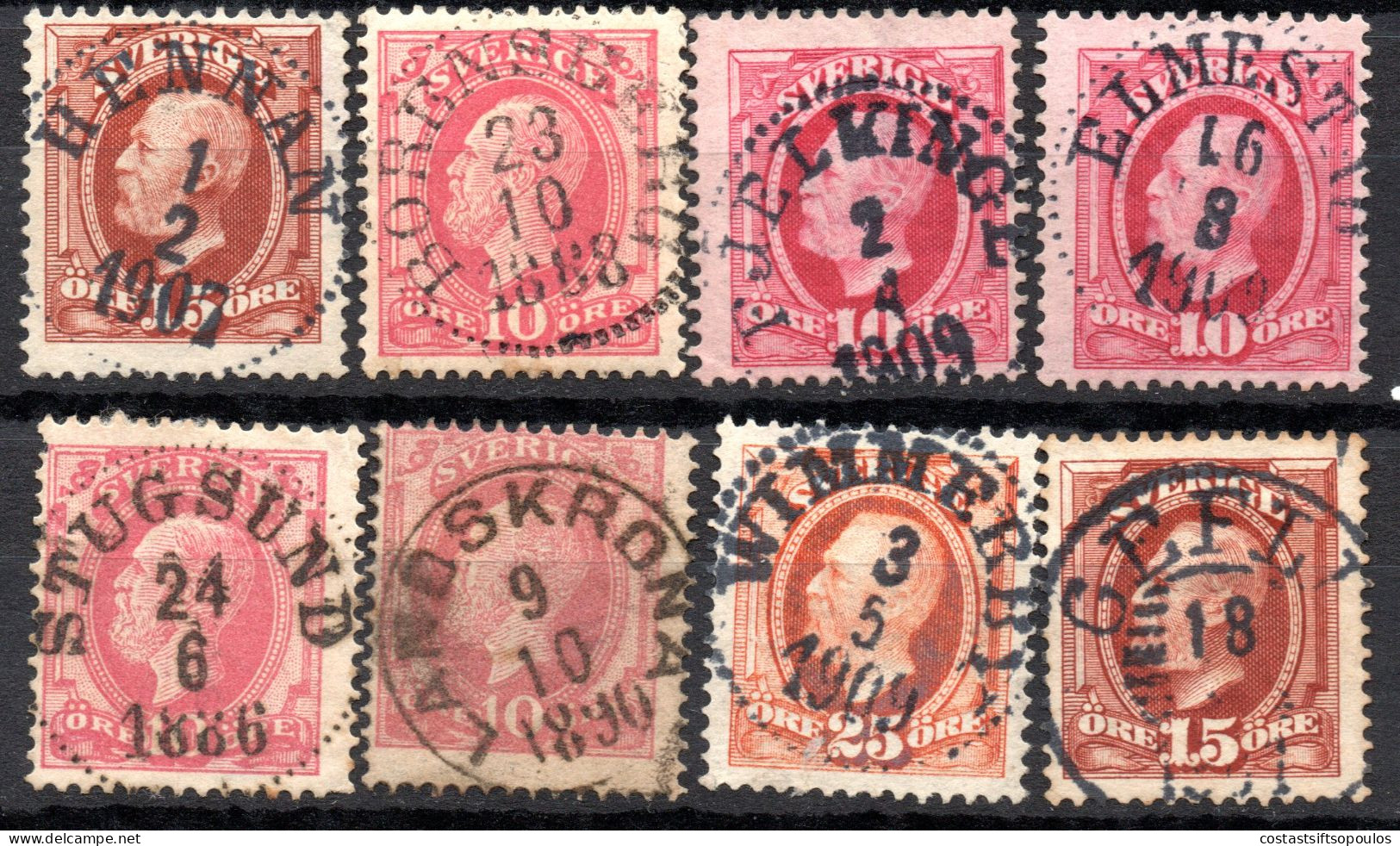 1960. SWEDEN. 16 CLASSIC STAMPS WITH NICE POSTMARKS LOT.3 SCANS - 1885-1911 Oscar II