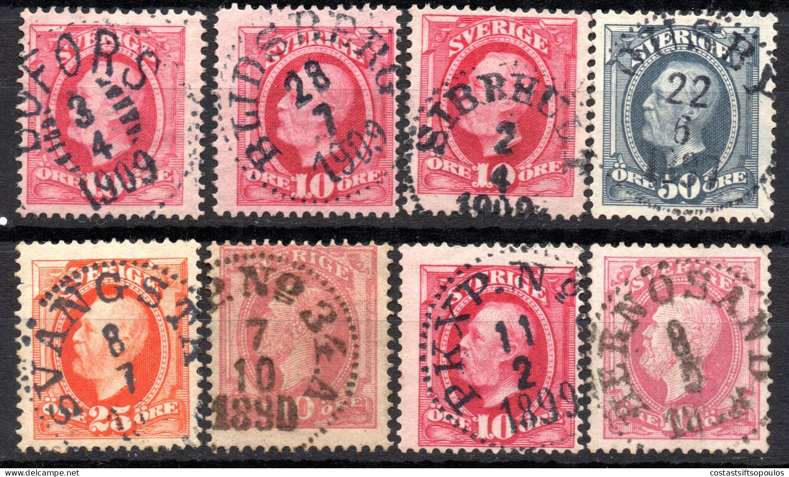 1960. SWEDEN. 16 CLASSIC STAMPS WITH NICE POSTMARKS LOT.3 SCANS - 1885-1911 Oscar II