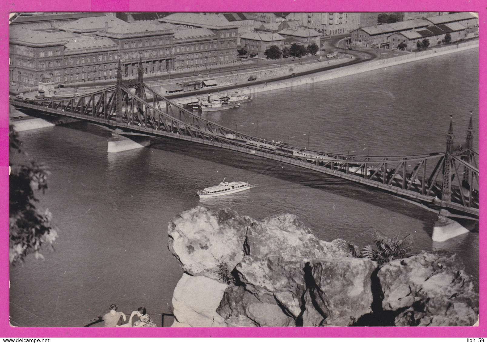 298266 / Hungary - Budapest Liberty Bridge PC USED 1964 - 50f. Train Locomotive Flamme "Watch The Olympics On Your TV !" - Briefe U. Dokumente