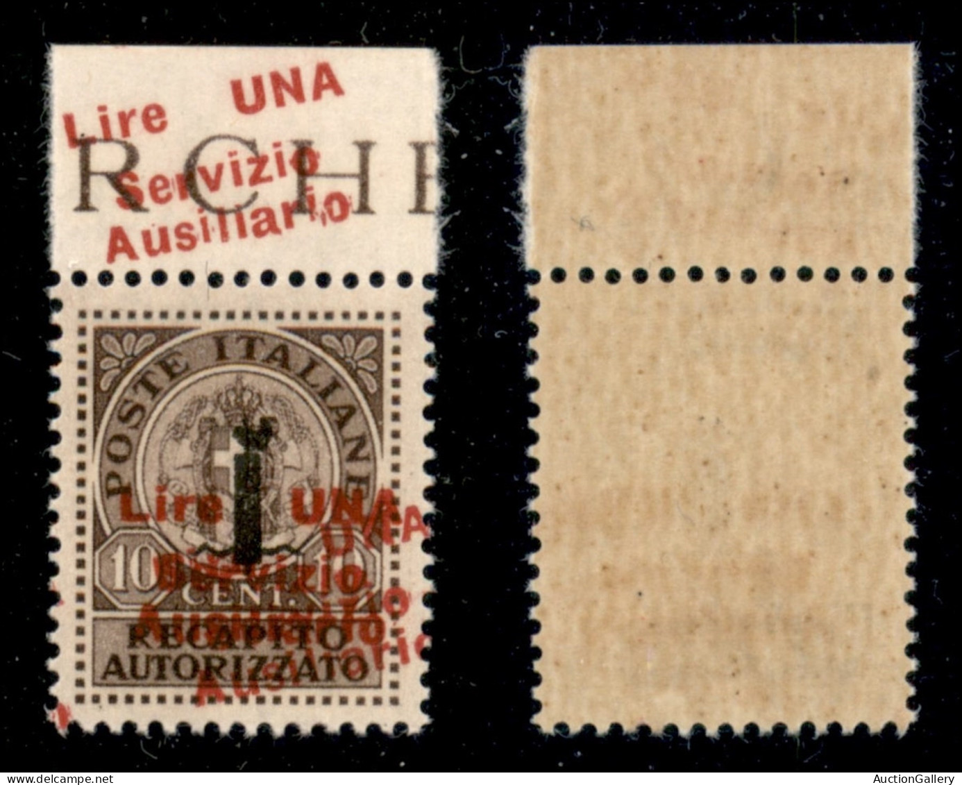 Emissioni Locali - Guidizzolo - 1945 - 1 Lira Su 10 Cent (2b) Bordo Foglio In Alto - Doppia Soprastampa (una Obliqua) Ri - Other & Unclassified