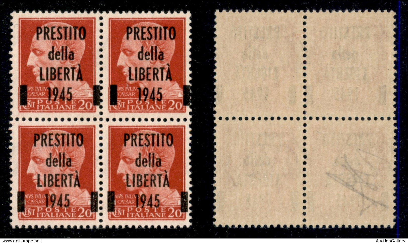 C.L.N. - Lucca - 1945 - Prestito Della Libertà - 20 Cent Imperiale (Unificato 1) In Quartina - Gomma Integra - Otros & Sin Clasificación