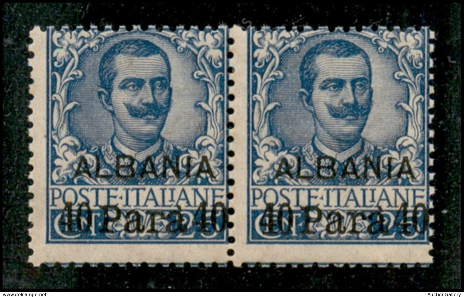 Uffici Postali All'Estero - Levante - Albania - 1902 - 40 Para Su 25 Cent Floreale (3) - Coppia Orizzontale - Gomma Inte - Otros & Sin Clasificación