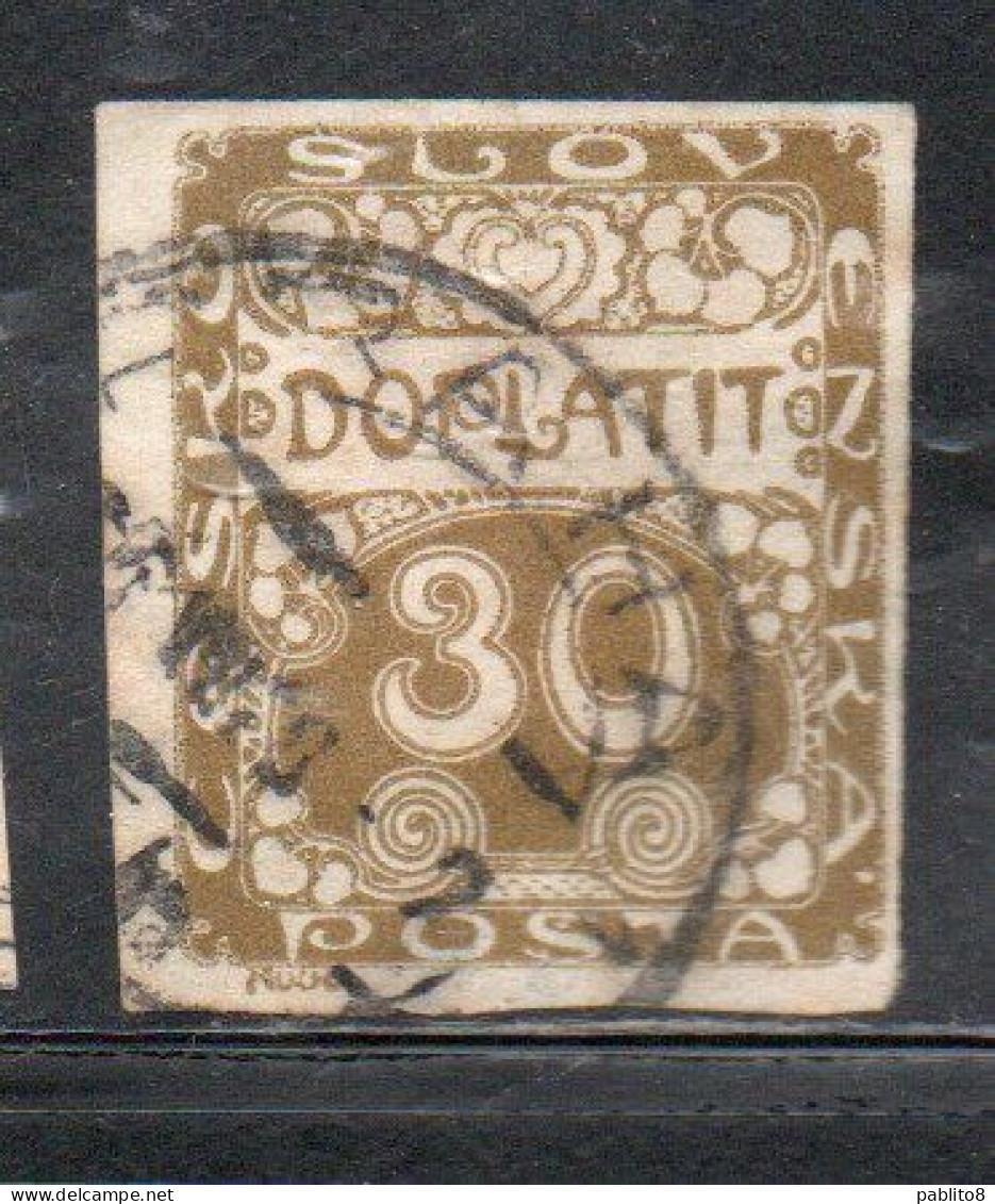 CZECH CECA CZECHOSLOVAKIA CESKA CECOSLOVACCHIA 1918 1920 POSTAGE DUE DOPLATIT 30h USED USATO OBLITERE' - Postage Due