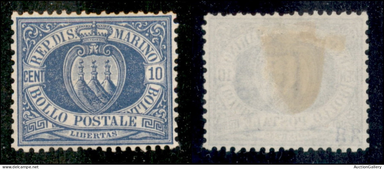 SAN MARINO - 1877 - 10 Cent (3) Nuovo Senza Gomma - Piccolo Punto Chiaro - Ottimamente Centrato (500+ Senza Gomma) - Otros & Sin Clasificación