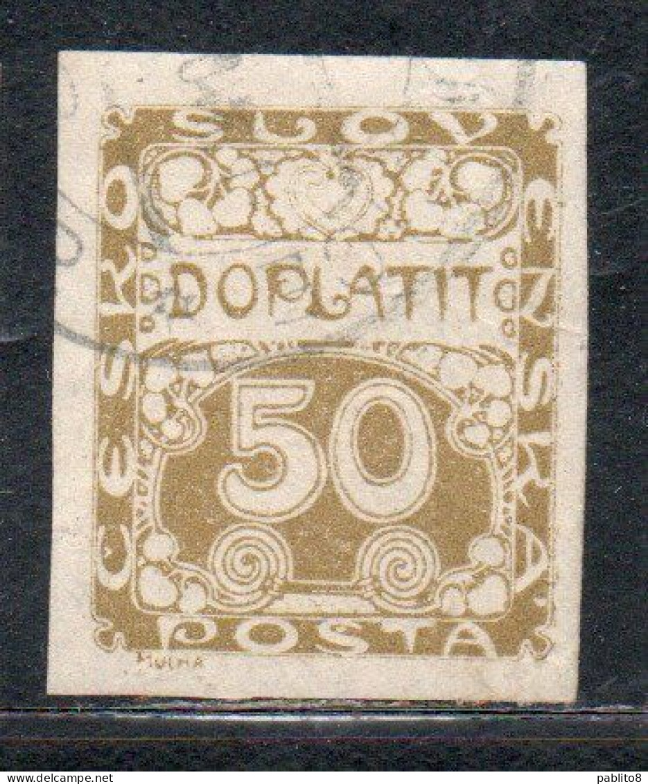 CZECH CECA CZECHOSLOVAKIA CESKA CECOSLOVACCHIA 1918 1920 POSTAGE DUE DOPLATIT 50h USED USATO OBLITERE' - Timbres-taxe