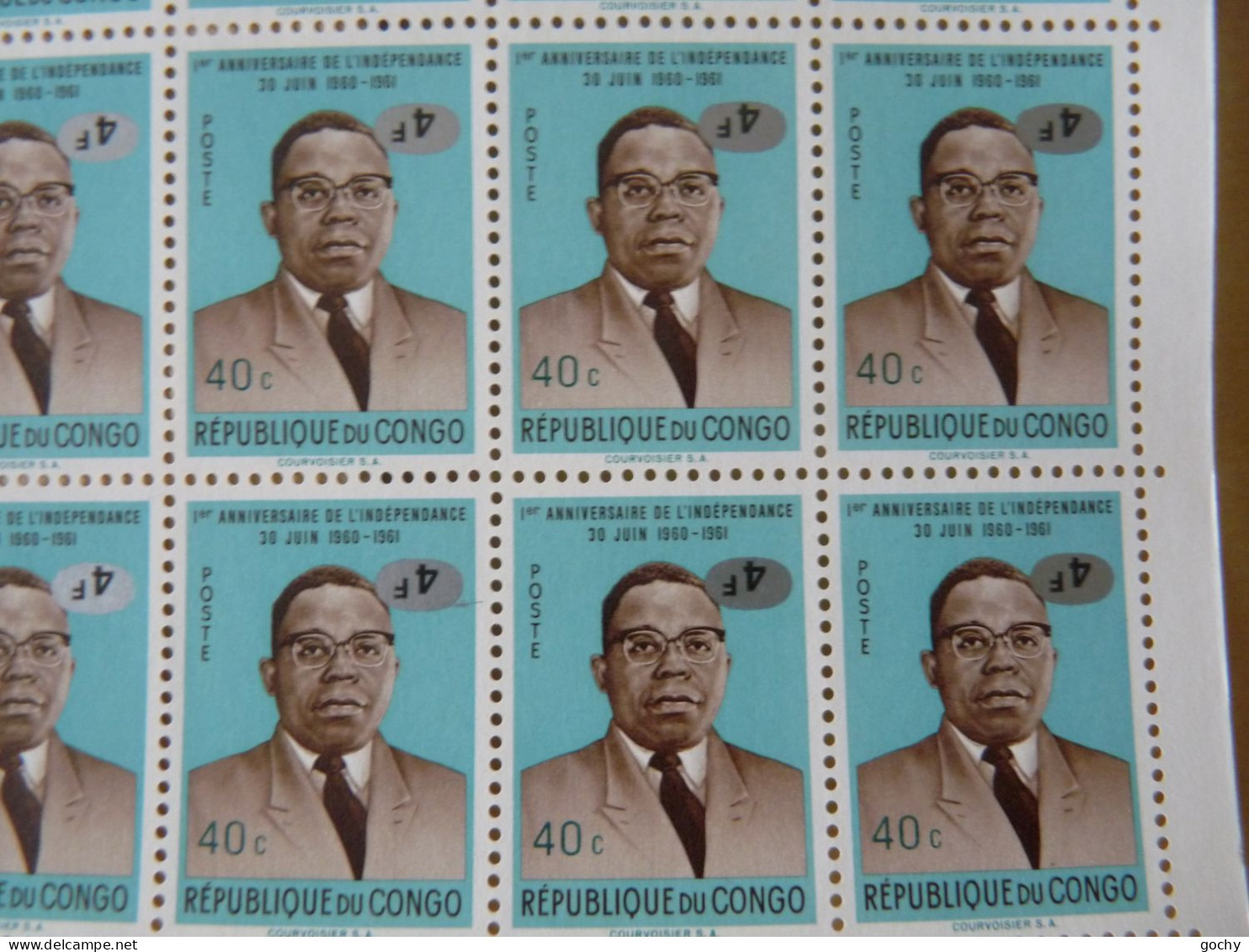 Congo 1964 : N° 544 -V  ** ; CAT : + 500,00€    Feuille De 100 Surch. Renversée - Nuovi