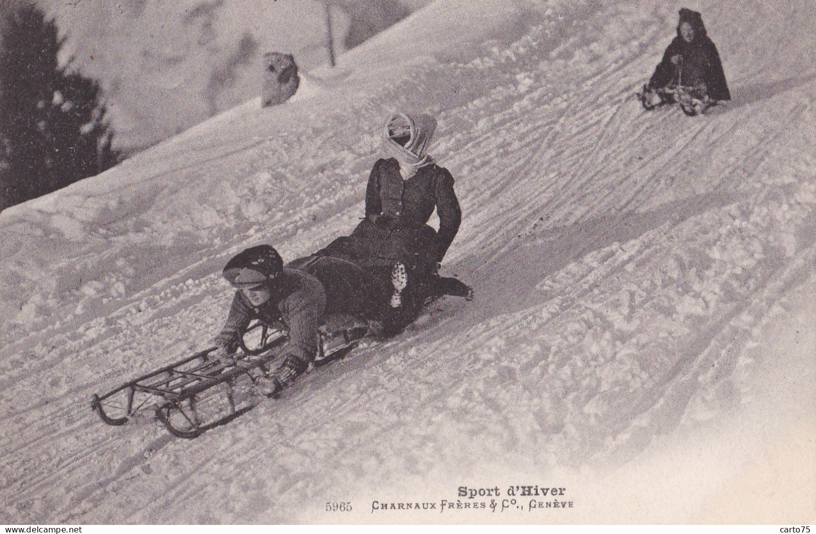 Suisse - Scènes Et Types - Sports D'hiver - Femmes - Luge - Oblitérée Montreux 1906 - Port