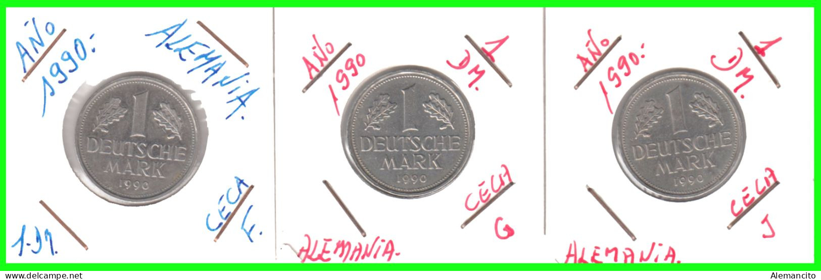 ALEMANIA - DEUTSCHLAND - GERMANY - SERIE - 4 -MONEDAS DE 1.00 DM   AÑO 1990 - CECAS- .F.G.J - 1 Mark