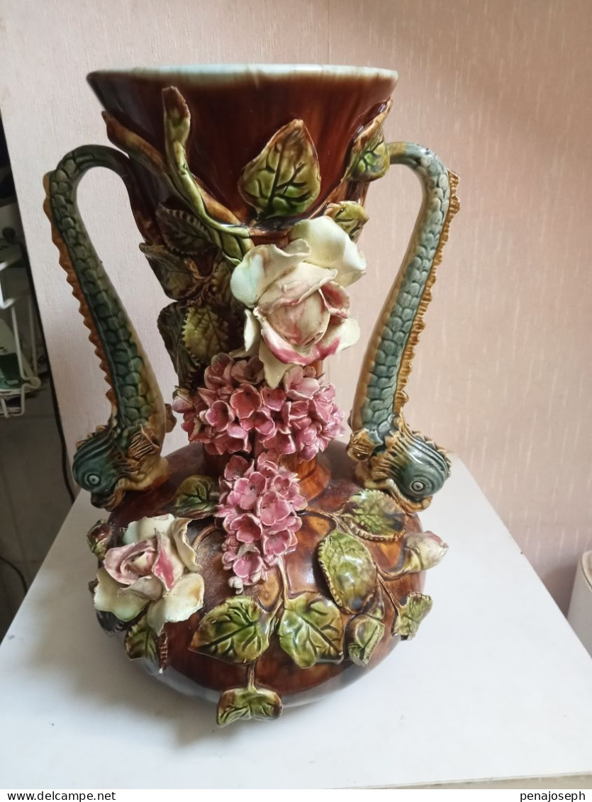 Vase Du XIXème Motif Fleural Hauteur 30 Cm - Vazen