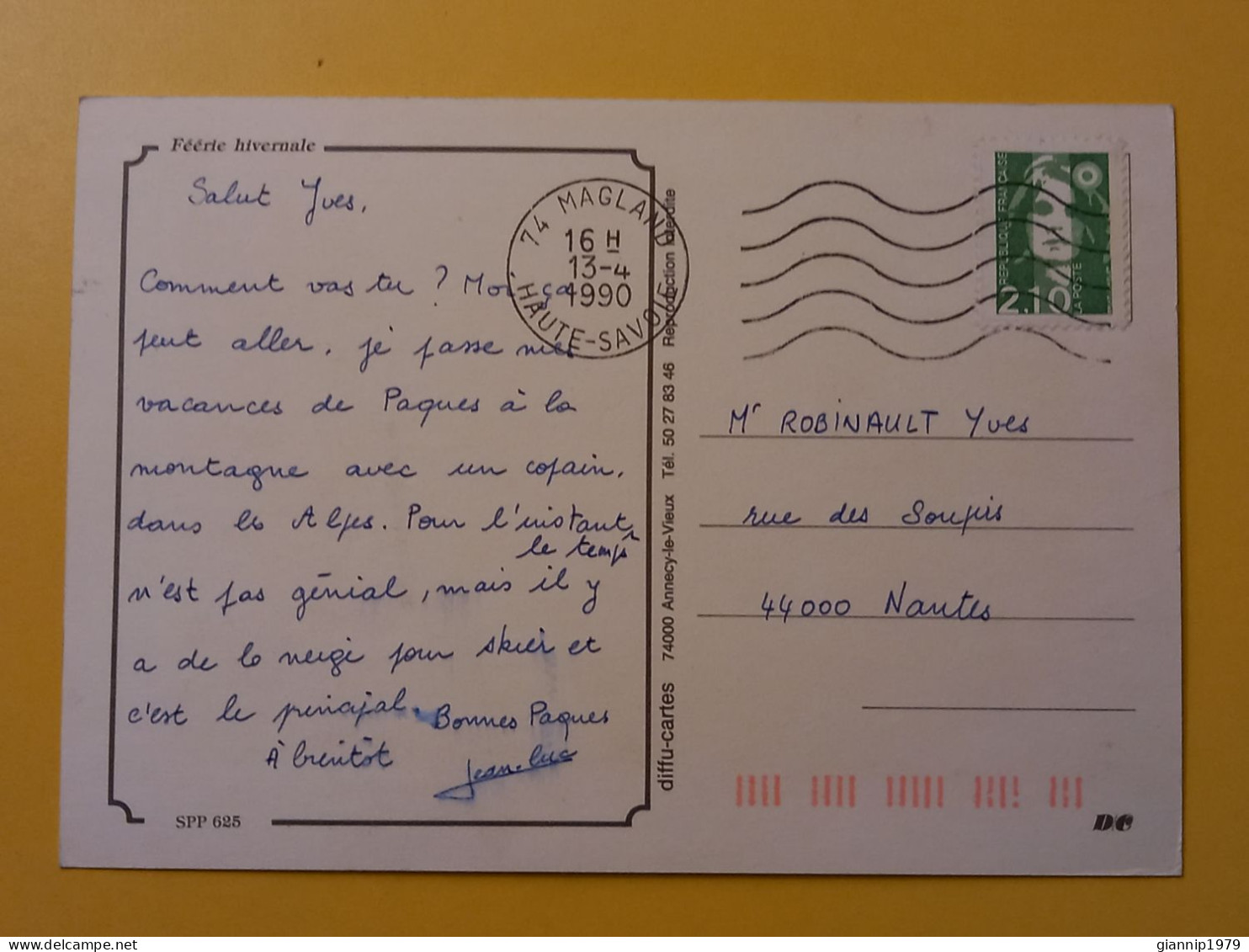 CARTOLINA POSTCARD FRANCIA FRANCE 1990 MAGLAND  BOLLO MARIANNE BRIAT OBLITERE' - Magland