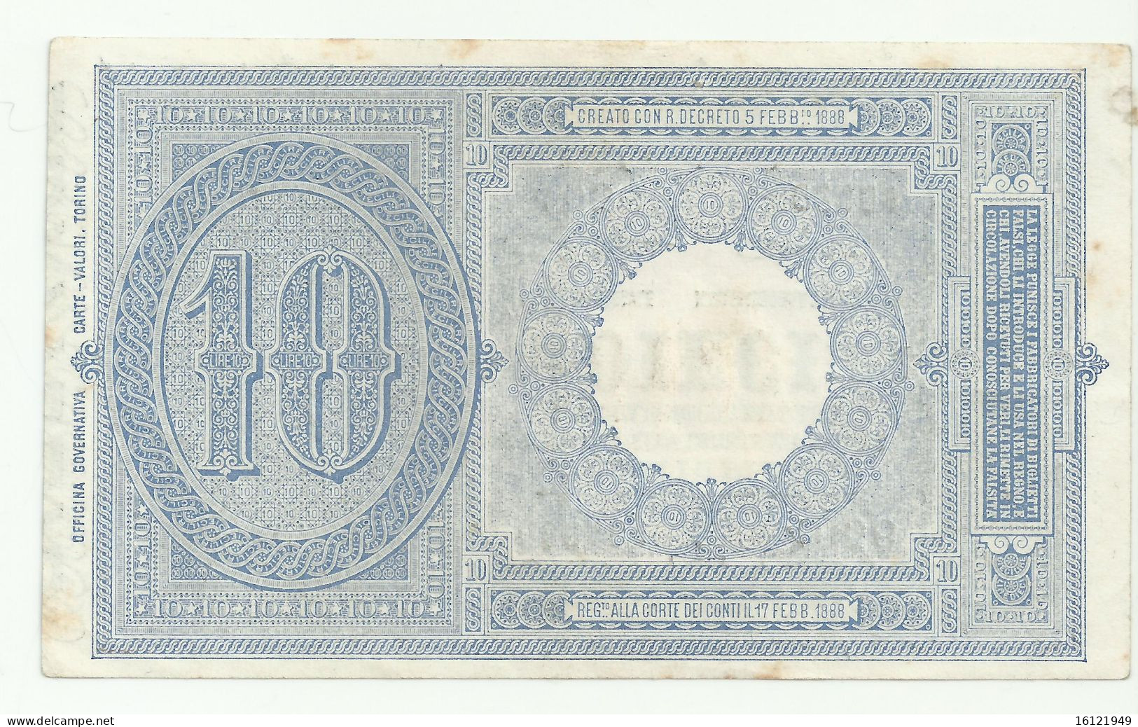 13I - 10 LIRE EFIGE UMBERTO I° DECRETO 19-09-1923 - Regno D'Italia – 10 Lire