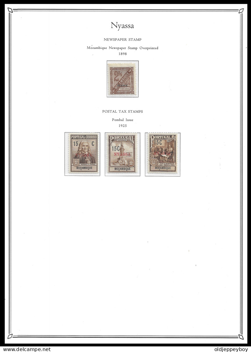 Nyassa 1898 NEWSPAPER STAMP & POSTAL TAX STAMPS POMBAL ISSUE 1925  MH VERY FINE ORIGINAL GUM  + PALO PAGE - Nyassaland