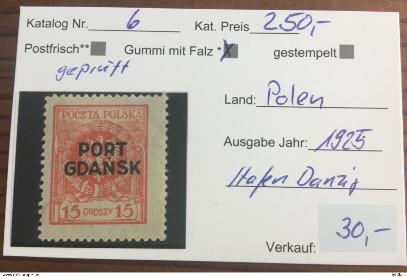 Polen Port Gdansk  1925 MH* Geprüft - Port Gdansk