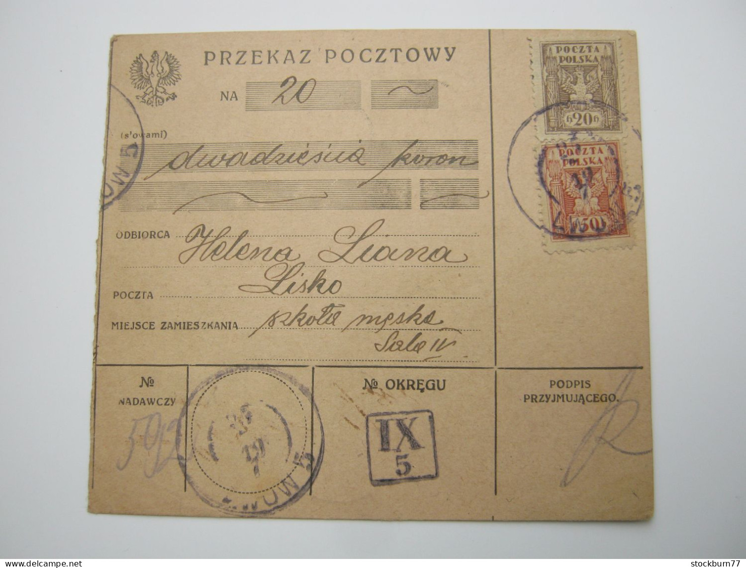 POLEN , 1919 ,  Postanweisung Aus LWIW  Mit Nachporto - Lettres & Documents