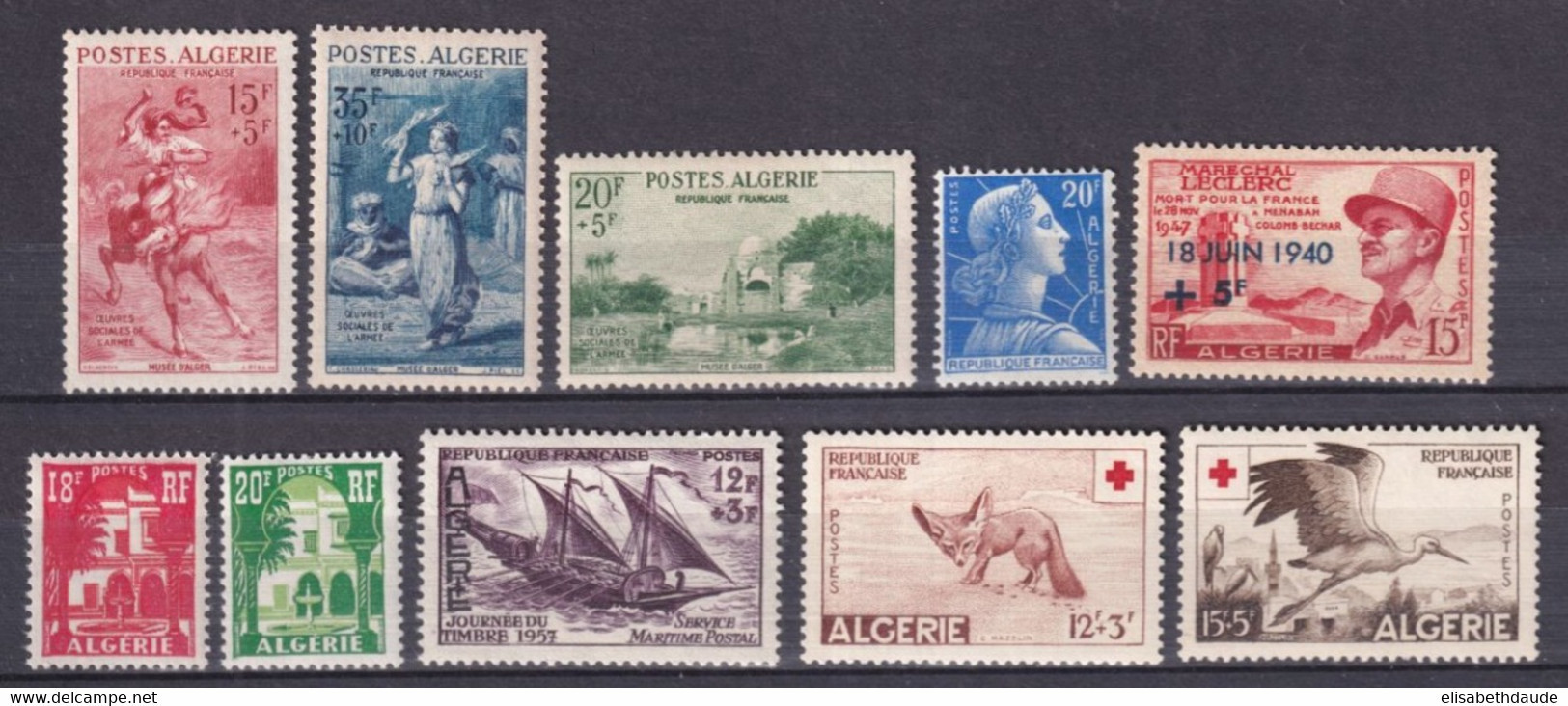 ALGERIE - ANNEE 1957 COMPLETE * MLH - YVERT N°340A/349 - COTE = 55 EUR. - - Años Completos