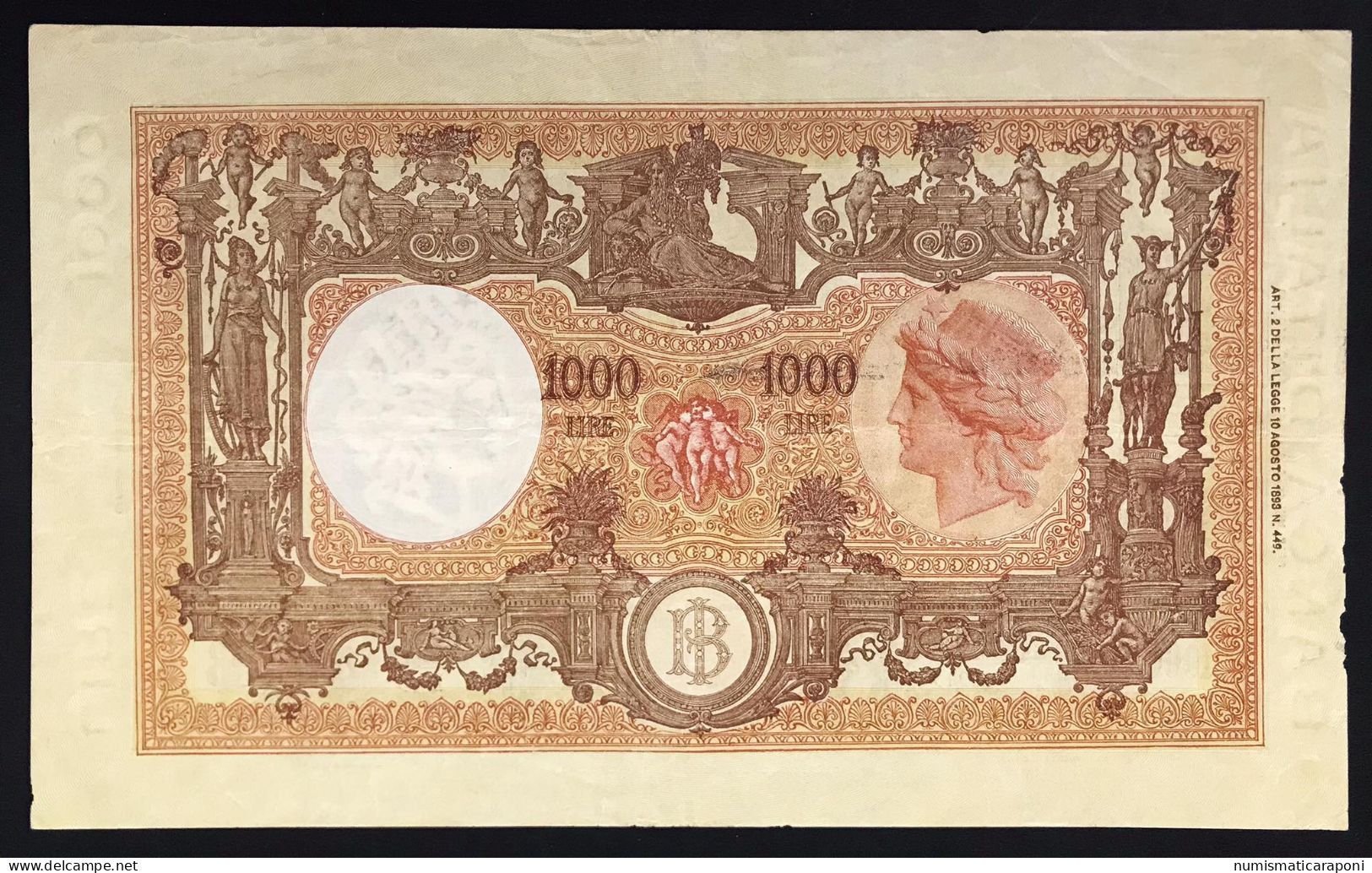 1000 LIRE BARBETTI GRANDE M BI 11 08 1943 Piccole Mancanze , Ma Naturale  LOTTO 2326 - 1.000 Lire