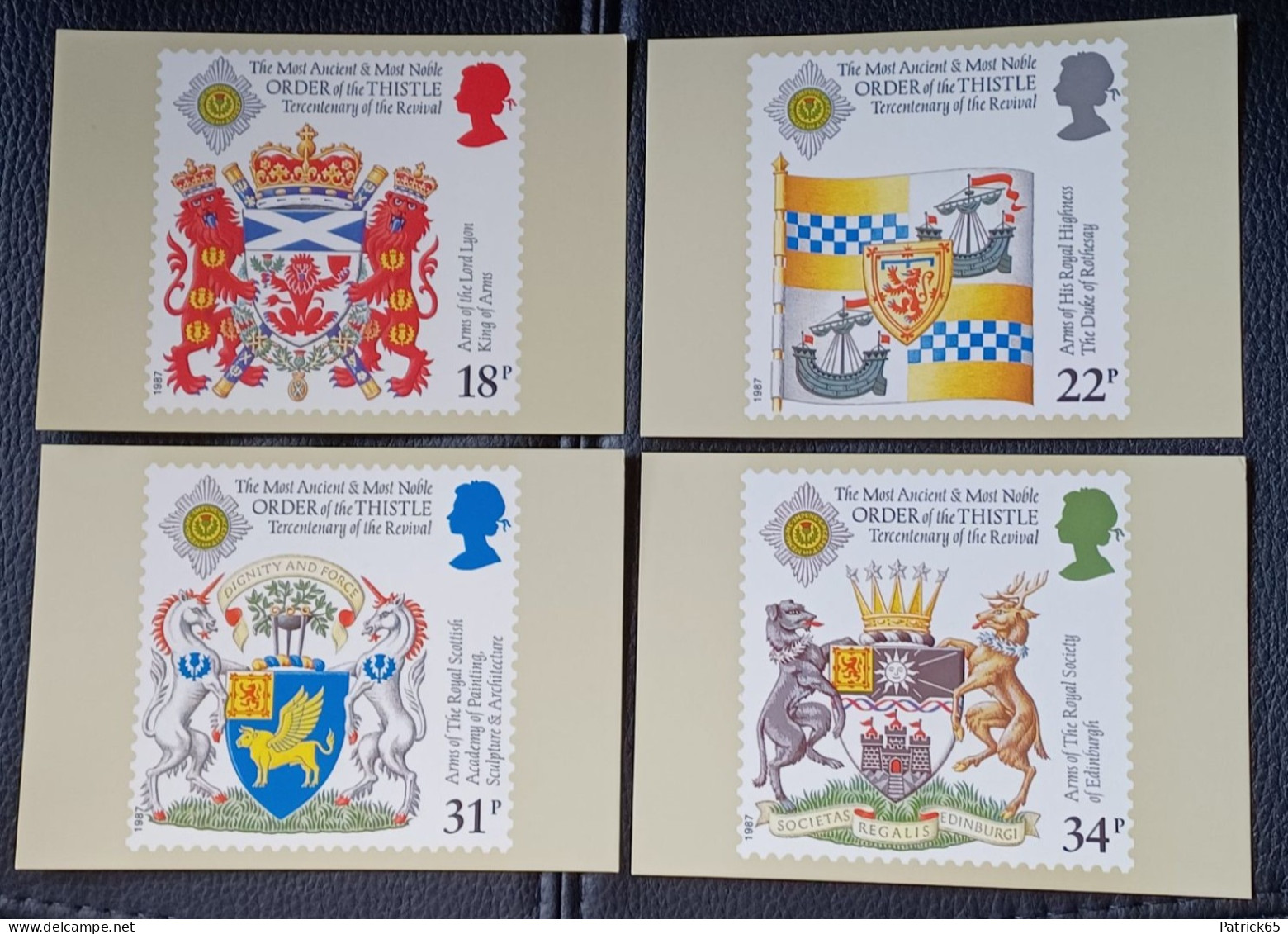 Groot Brittannië  Postkaarten-Maximumkaarten Jaar 1987 Yv.nrs.1274/77 (See Description) - Maximum Cards