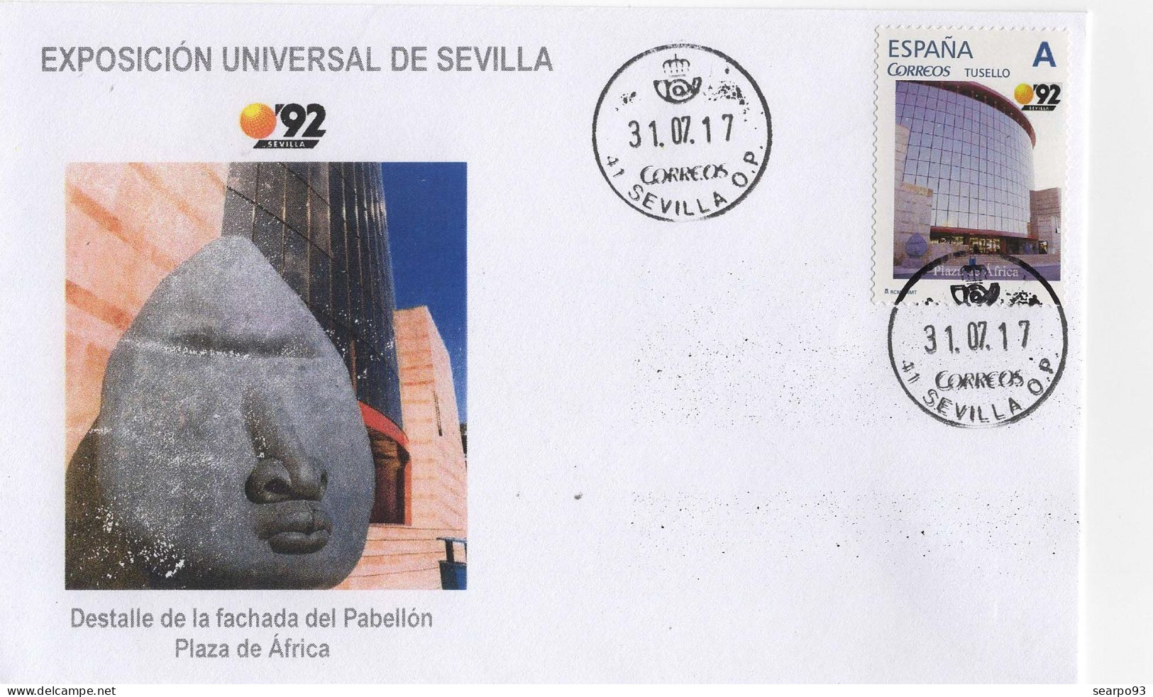 SPAIN.COVER EXPO'92 SEVILLA. AFRICA SQUARE - Storia Postale