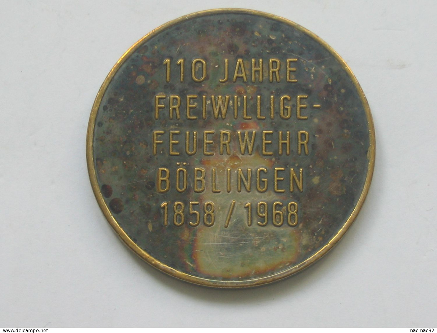 Médaille -Kreisstadt Bôblingen 110 Jahre Freiwillige Feuerwehar Bôblingen 1858/1968   *** EN ACHAT IMMEDIAT *** - Professionali/Di Società