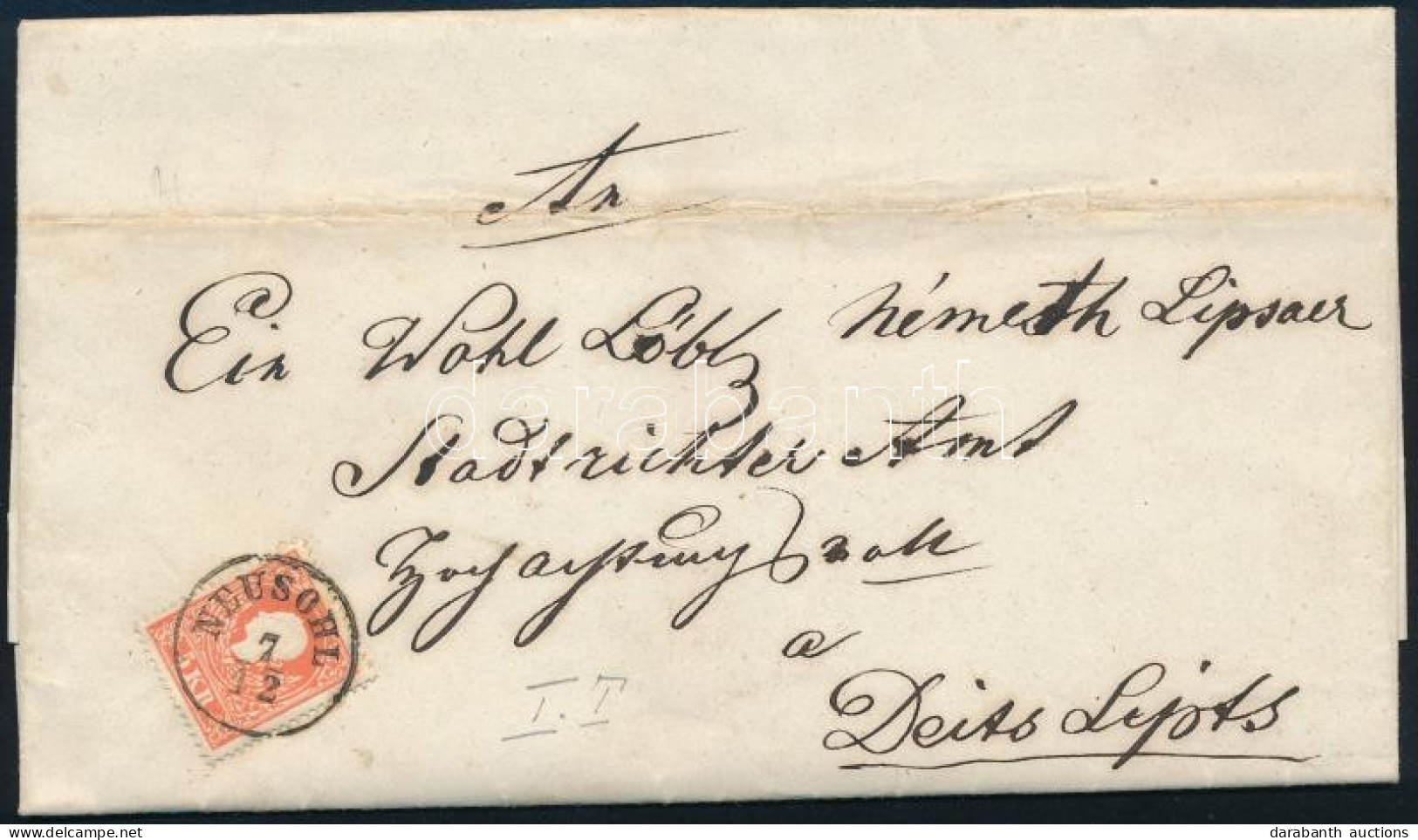 1858 5kr I. Típus Levélen / Type I. On Cover "NEUSOHL" - Autres & Non Classés