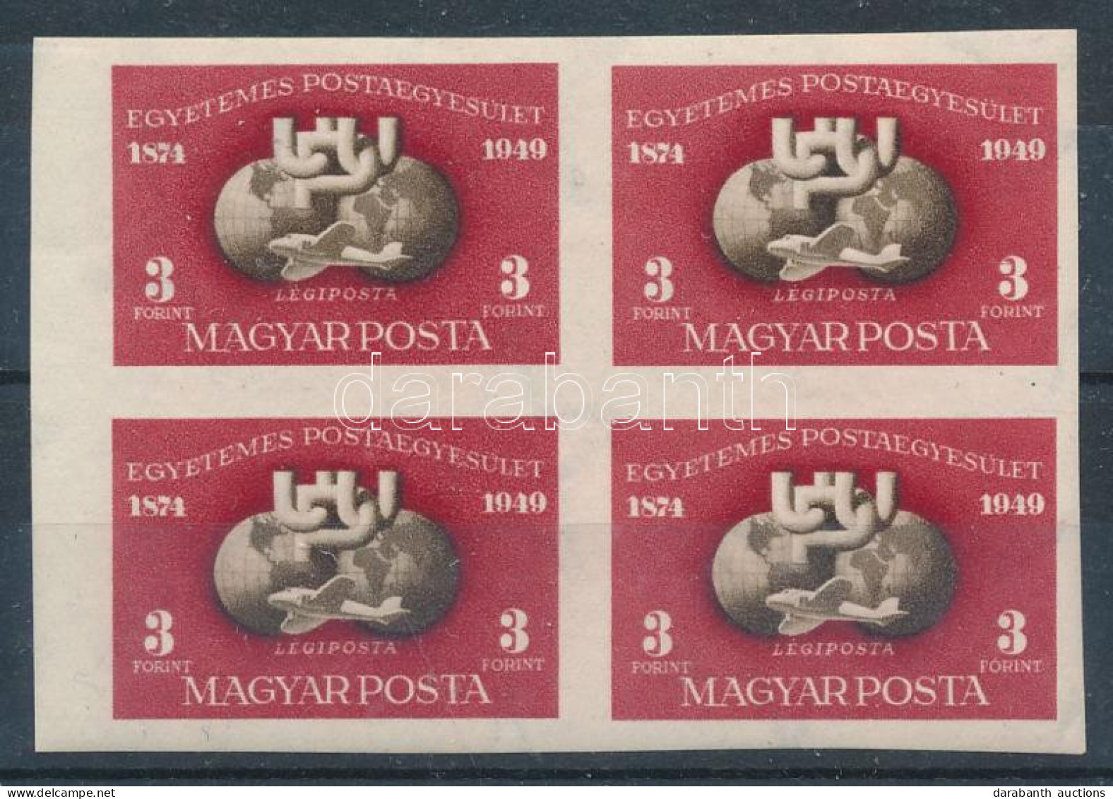 ** 1950 UPU Blokkból Kivágott Négyestömb (56.000) (halvány Saroktörés) / Mi 1111 Imperforate Block Of 4 (slight Corner F - Andere & Zonder Classificatie