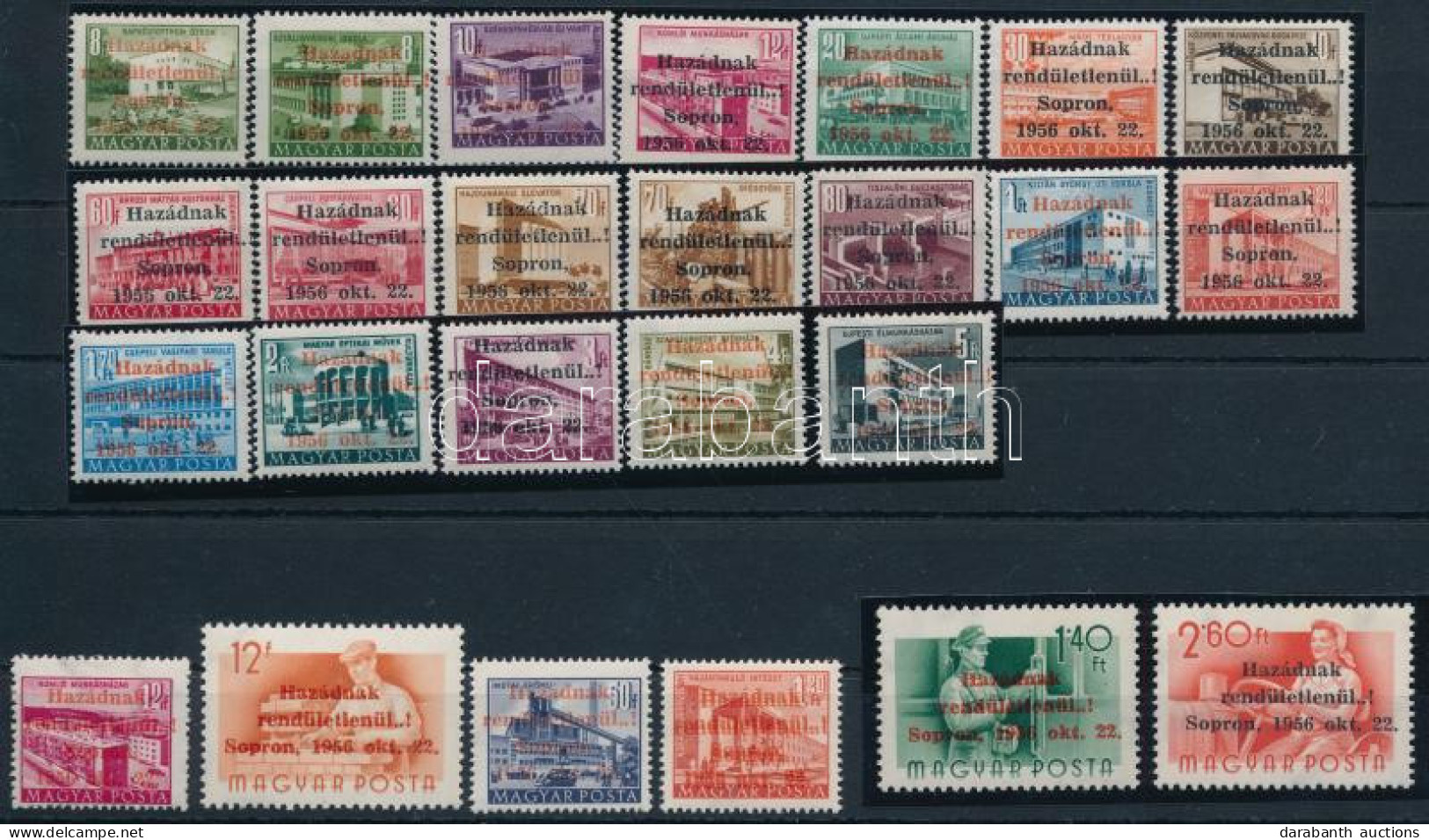 ** 1956 Teljes 25 értékes Soproni Sor Vizsgálójelekkel, Egyben Ritkán Látható Tétel! (2.400.000) / Sopron Local Issue, C - Autres & Non Classés