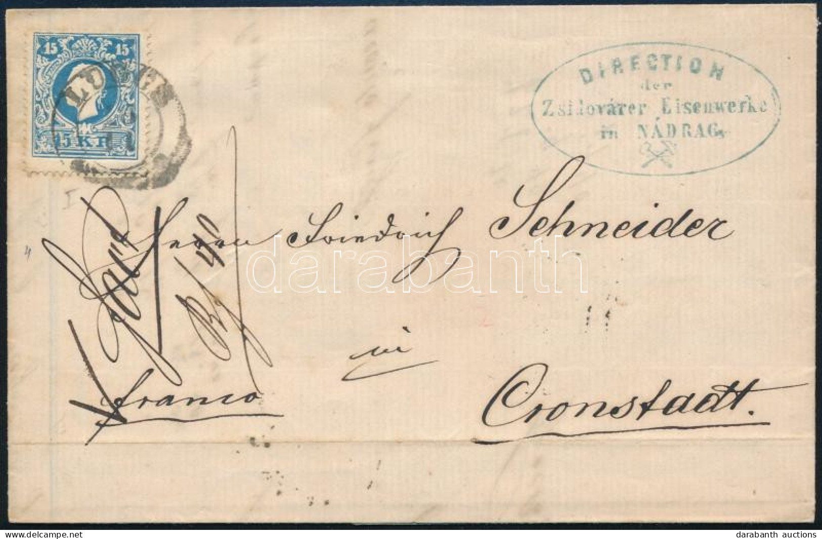 1858 15kr I. Tipus Levélen / On Cover "LUGOS" - Other & Unclassified