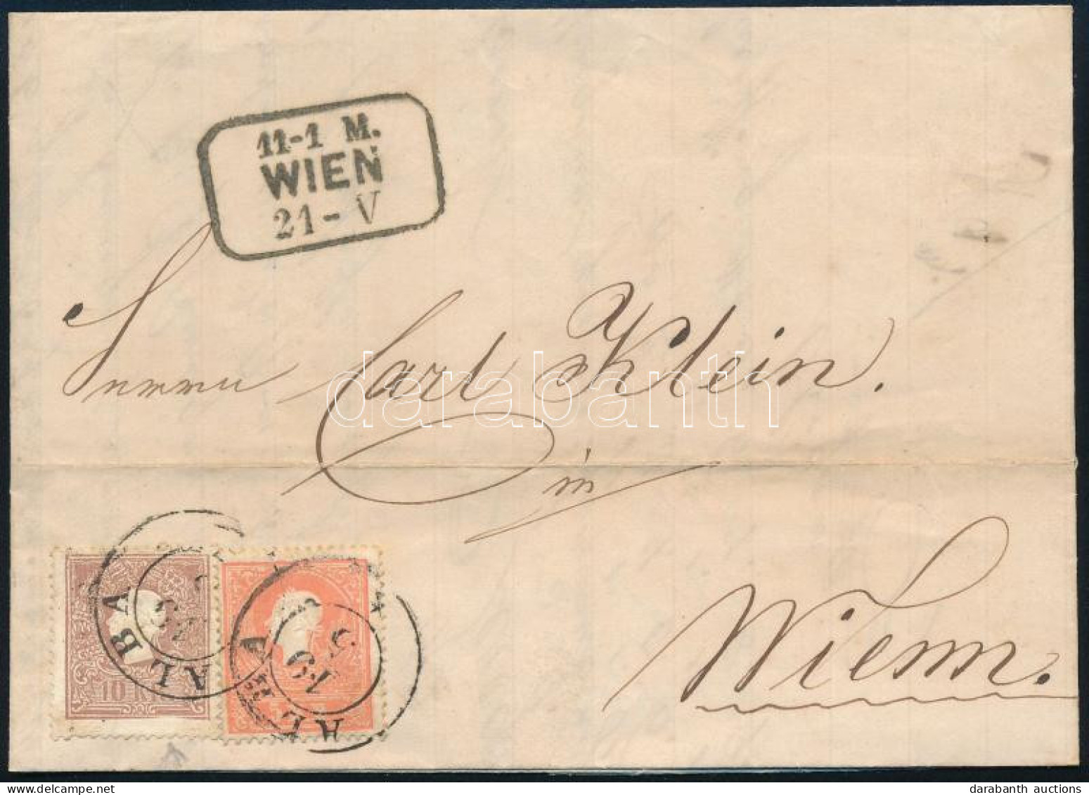 1860 5kr + 10kr Levélen / On Cover "ALBA" - Autres & Non Classés