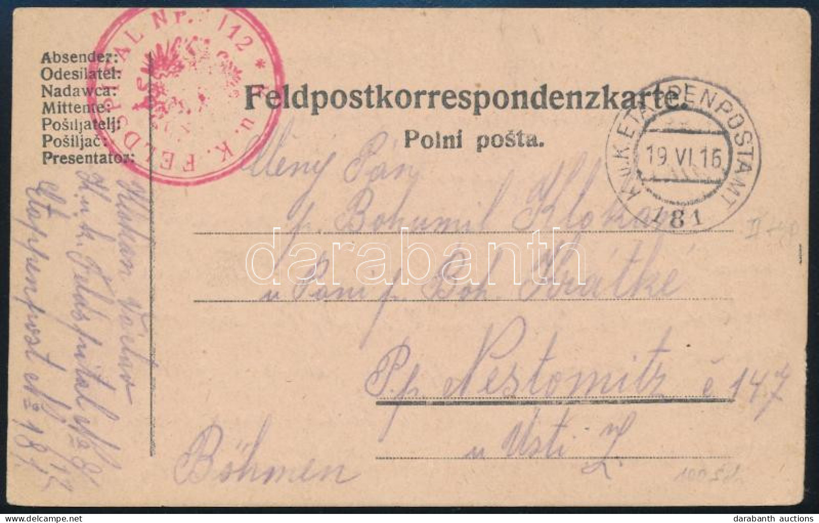 1916 Tábori Posta Levelezőlap / Field Postcard "K.u.k. FELDSPITAL Nr. 12." + "EP 181" - Andere & Zonder Classificatie