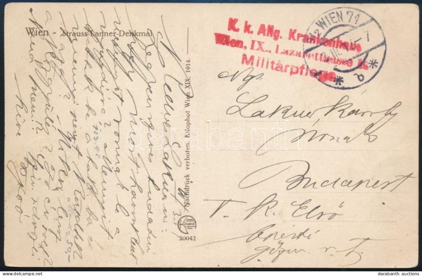 1917 Tábori Posta Képeslap / Field Postcard "K.k. ANg. Krankenhaus Wien" - Andere & Zonder Classificatie