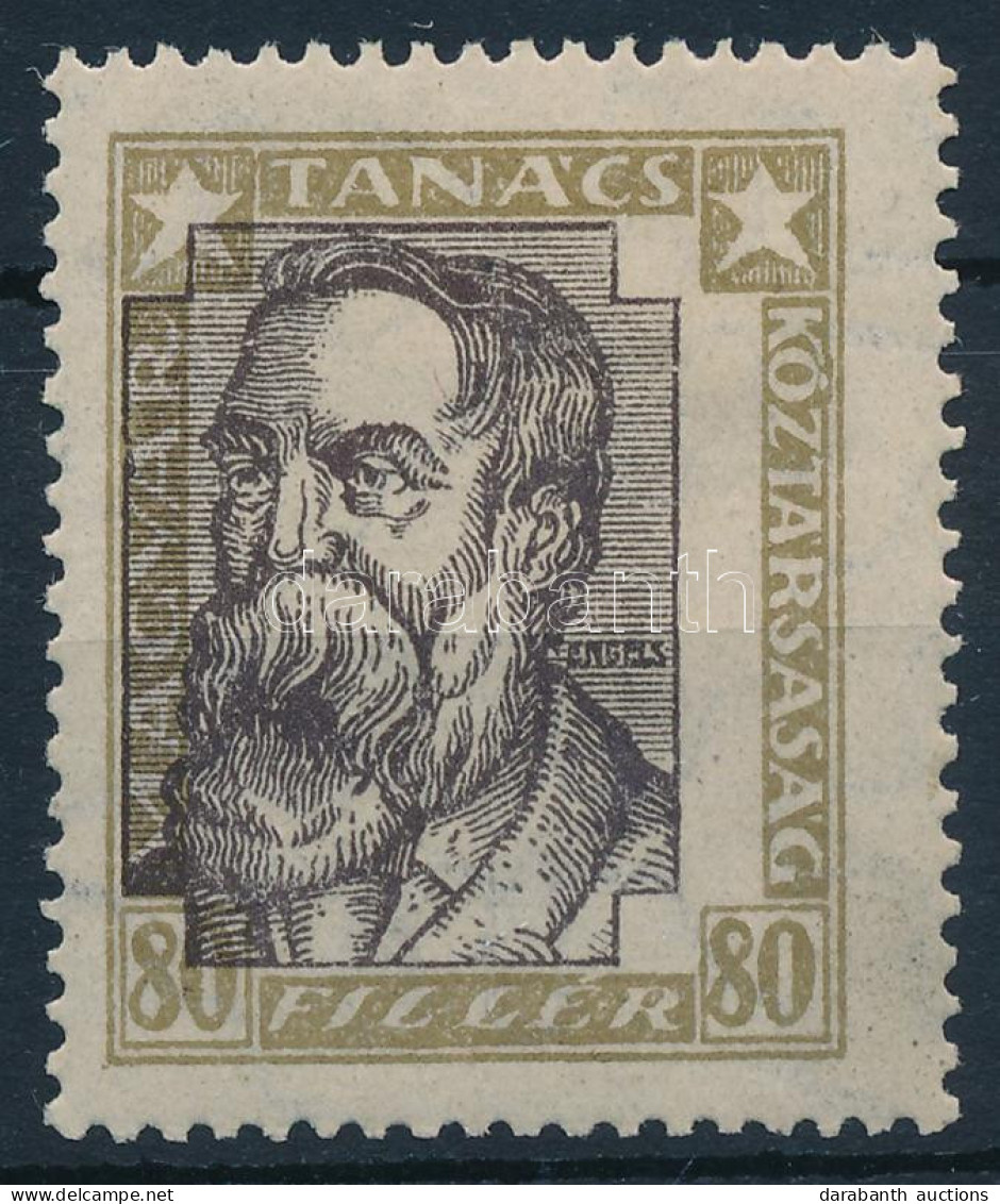 * 1919 Magyar Tanácsköztársasági Arcképek 80f Fekvő Vízjellel, Elcsúszott Középrésszel / Mi 265 With Shifted Middle Part - Autres & Non Classés