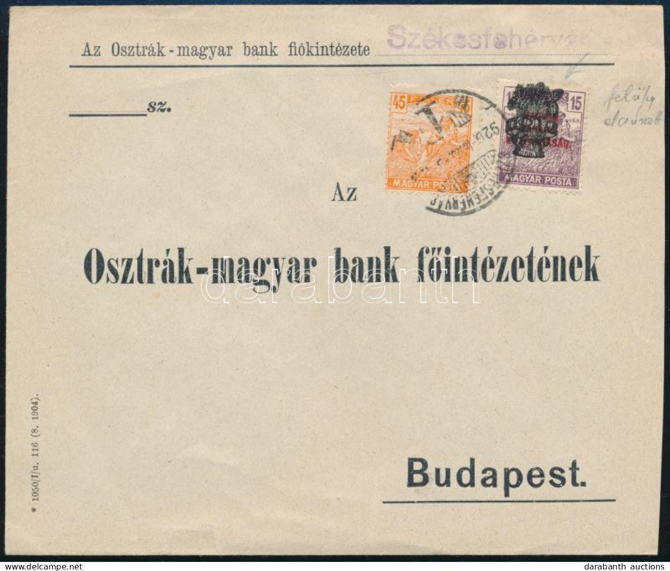 1920 Levél 60f Bérmentesítéssel, A Búzakalász Elcsúszott Felülnyomással / Cover With 60f Franking - Sonstige & Ohne Zuordnung