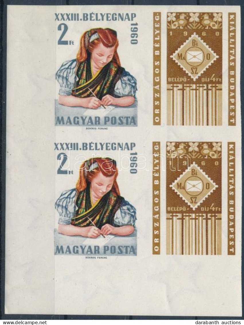 ** 1960 Bélyegnap 33. ívsarki Vágott Pár (8.000) / Mi 1710 Corner Imperforate Pair - Autres & Non Classés