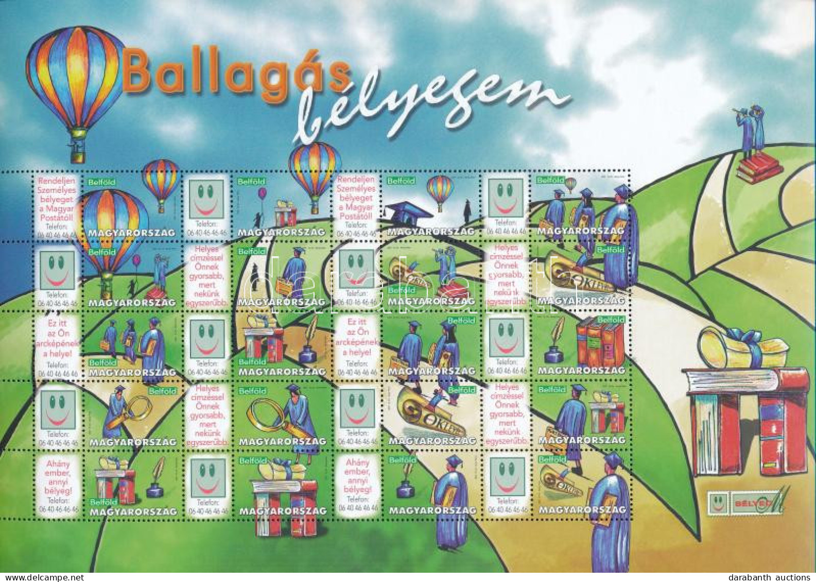 ** 2007 Ballagás Bélyegem Hőlégballon Promóciós Teljes ív (Névérték: 4.200Ft) / Mi 5161-5180 Complete Sheet - Autres & Non Classés