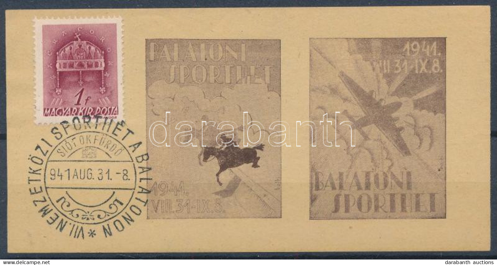 O 1941/8 Balatoni Sporthét Emlékív Alkalmi Bélyegzéssel / Souvenir Sheet - Sonstige & Ohne Zuordnung