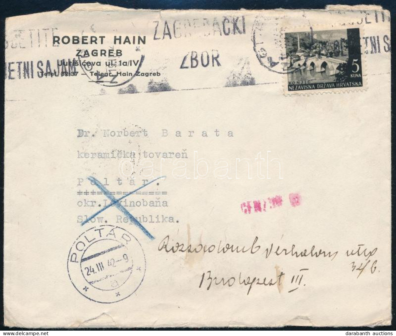 1942 Cenzúrázott Levél Budapestre / Censored Cover - Other & Unclassified