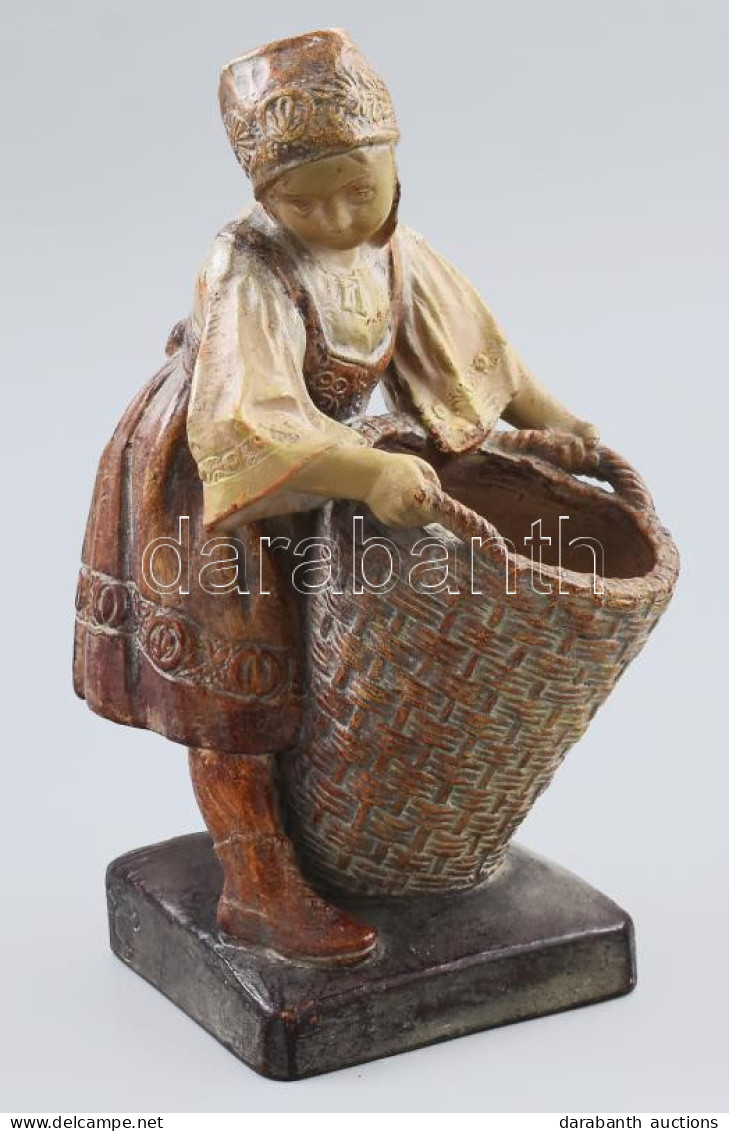 VDKB Becny Kerámia Figura. Kézzel Festett, Jelzett, Hibátlan 23 Cm / Czech Folk Ceramic Figure - Other & Unclassified