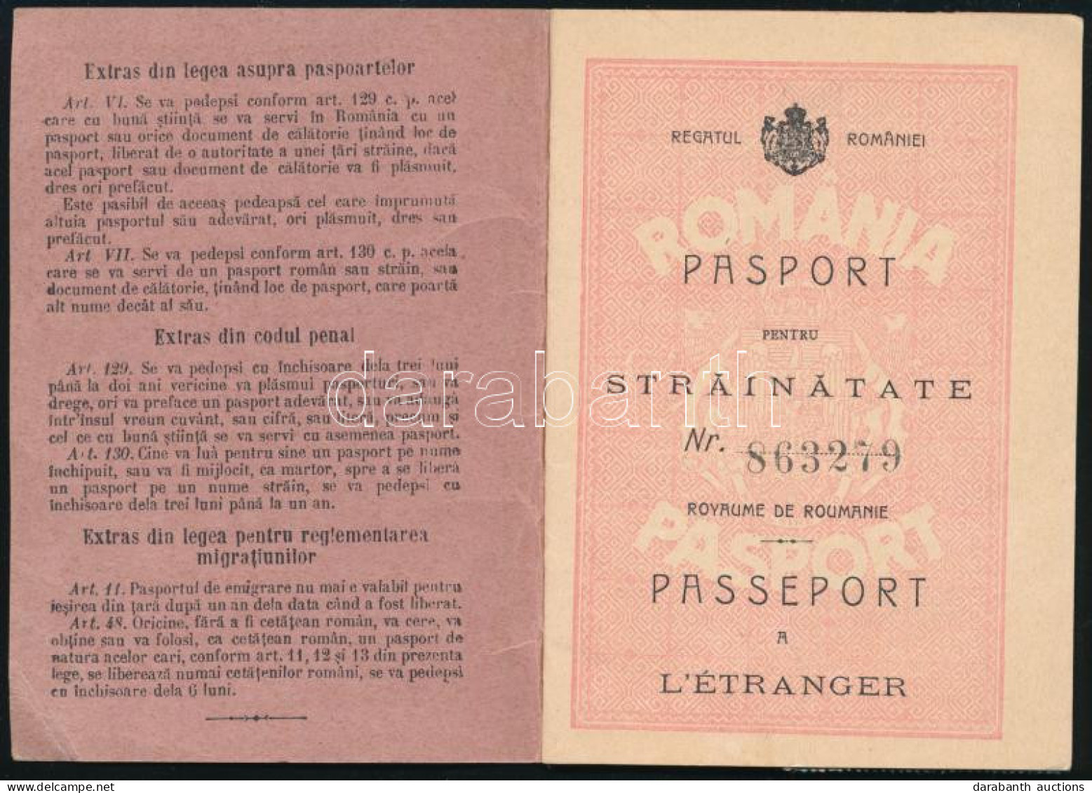 1931 Román útlevél Idegeneknek A Feleség Fényképével Is / Romanian Passport For Strangers - Zonder Classificatie