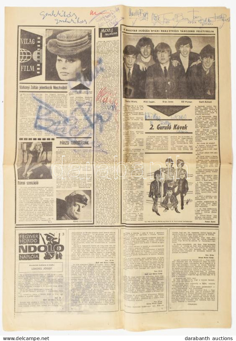 1966 The Rolling Stones A Tagok, Mick Jagger, Keith Richards, Brian Jones, Billy Wyman és Charlie Watts által Autográf D - Autres & Non Classés