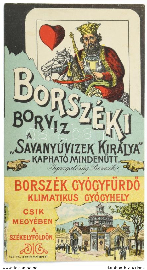 Borszéki Borvíz Nagy Méretű Litho Számolócédula / Borsec Mineral Water Counting Slip 8x15 Cm - Publicités