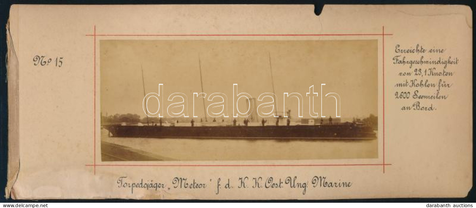 Cca 1887 S.M.S. Meteor (1887-1920) Torpedó Vadász Hadihajó Frissen A Megépítése Után Schichau Kikötőben 16 Cm X 7 Cm Kar - Other & Unclassified