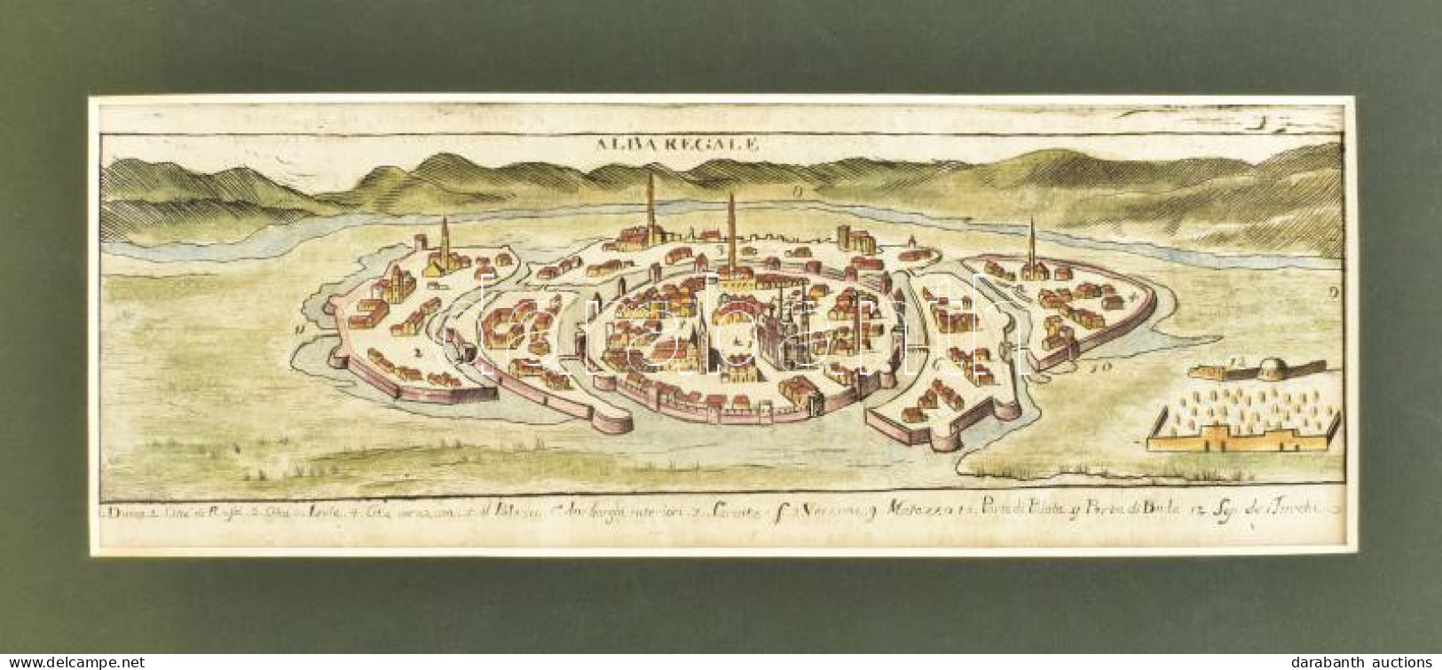 1713 Alphonsus Lasor A Varea: Székesfehérvár / Stuhlweissenburg / Alba Regale Színezett Rézmetszet. Paszpartuban 21x7 Cm - Other & Unclassified