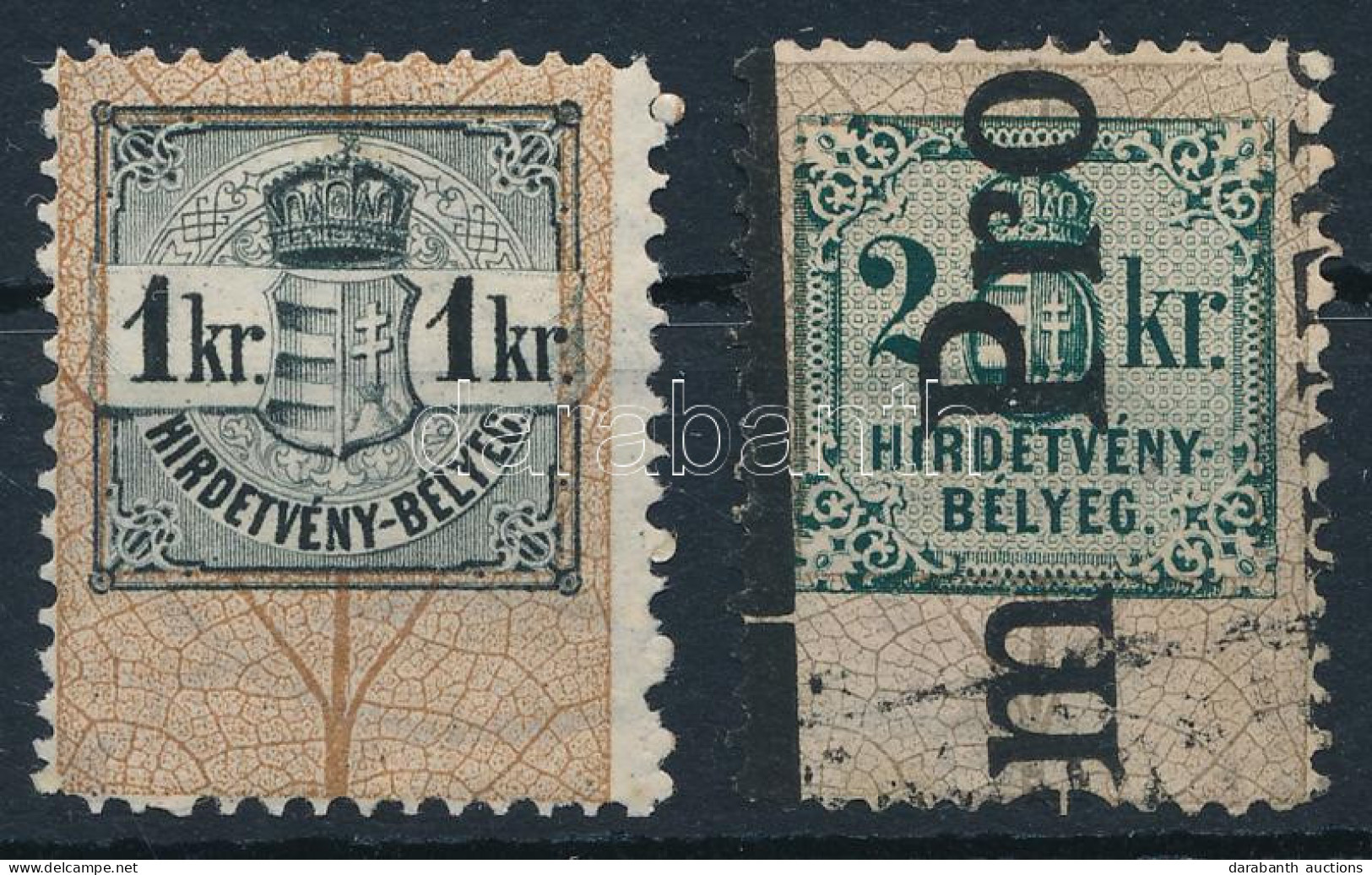 Hirdetvény Bélyeg 1kr és 2kr - Non Classés