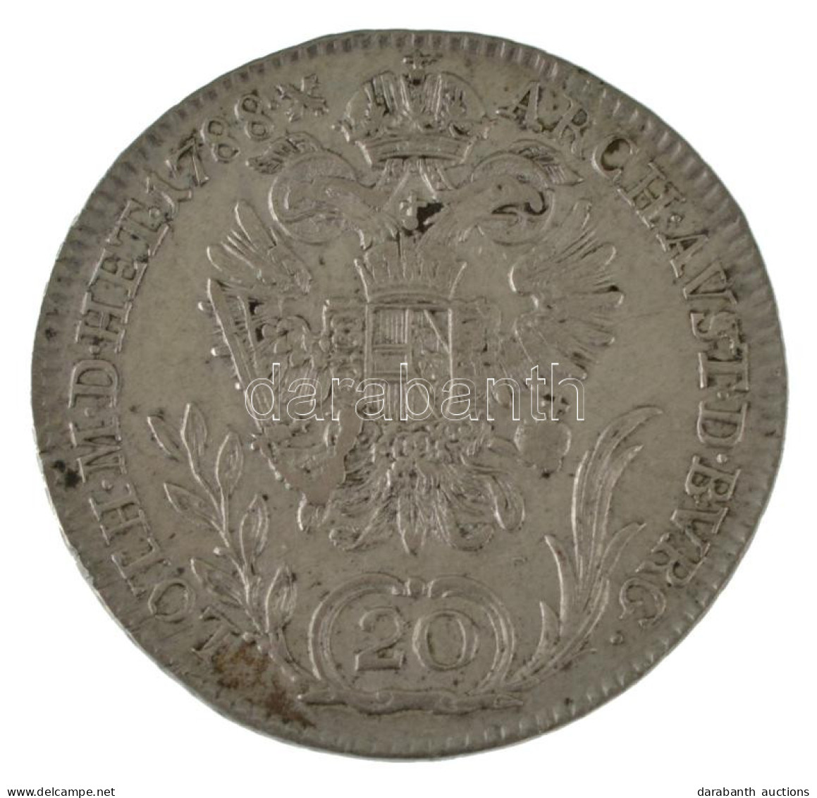 1788B 20kr Ag "II. József" (6,58g) T:XF / Hungary 1788B 20 Kreuzer Ag "Joseph II" (6,58g) C:XF Huszár: 1880., Unger III. - Unclassified