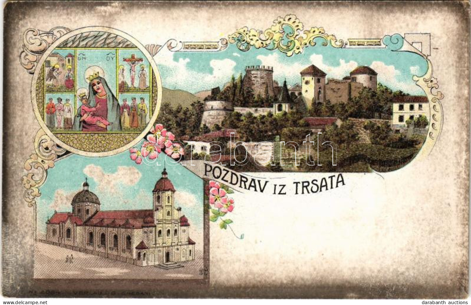 ** T2/T3 Fiume, Rijeka; Tersatto / Trsat Church. Art Nouveau, Floral, Litho - Non Classés