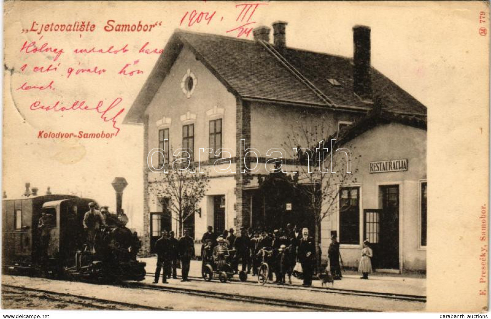 T2/T3 1904 Szamobor, Ljetovaliste-Samobor; Kolodvor, Restauracija / Vasútállomás és Vendéglő, étterem, Gőzmozdony, Vonat - Zonder Classificatie