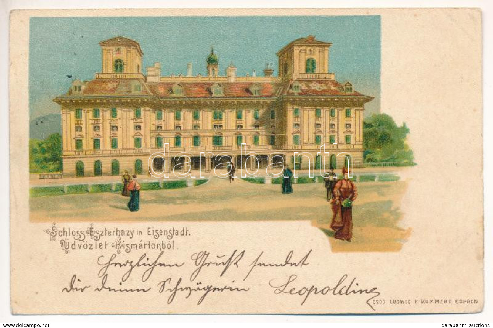 T3 1899 (Vorläufer) Kismarton, Eisenstadt; Schloss Eszterhazy / Kastély / Castle. Ludwig F. Kummert Art Nouveau, Litho ( - Ohne Zuordnung